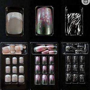 Press on False Nails DIY Kits 3 Fashion Designs Easy to Stick Nails (3pks/72pcs)